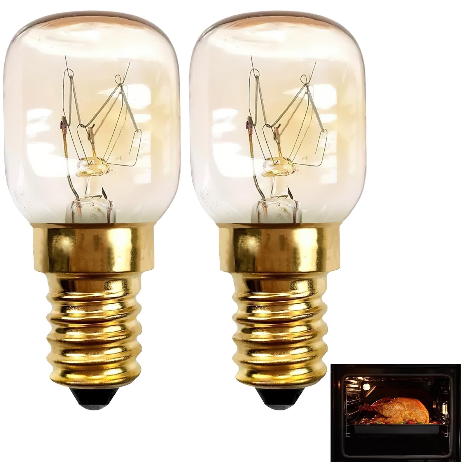 Ampoule Four LANAFAY Lot De 2 - 25W E14, Résiste à 300°C, Blanc Chaud 2700K - Pour Four, Micro-ondes, Sauna