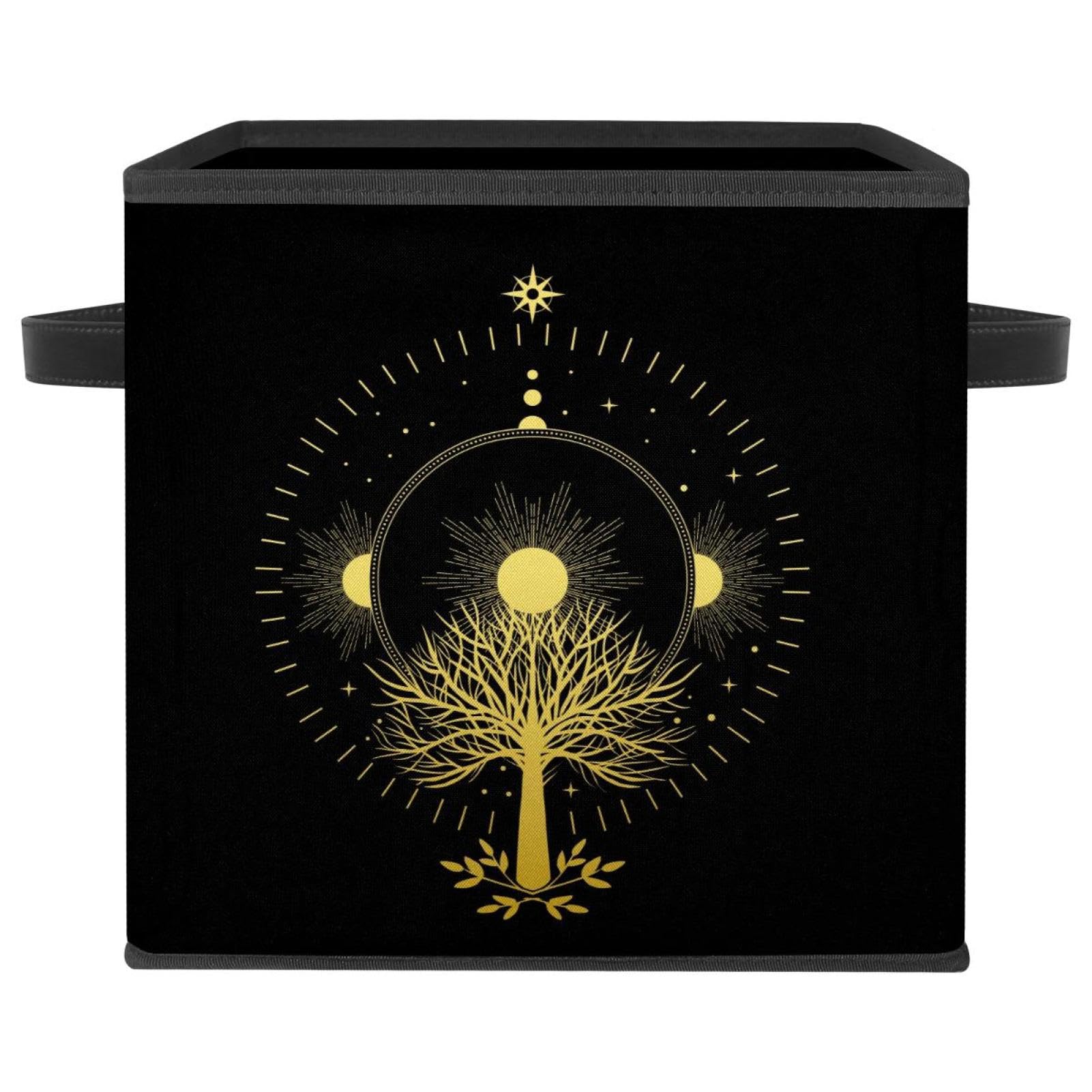Boîte de rangement pliable en tissu motif Arbre sacré pour placard et chambre