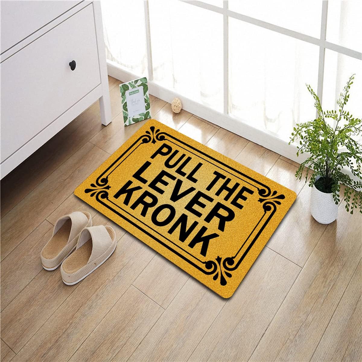 FunXiLin Welcome Door Mats for Home Decor (23.6 x 15.7 inch) Funny Mats with Anti-Slip Rubber Back Kitchen Rugs Personalized Doormat for Entrance Way (Pull The Lever Kronk)
