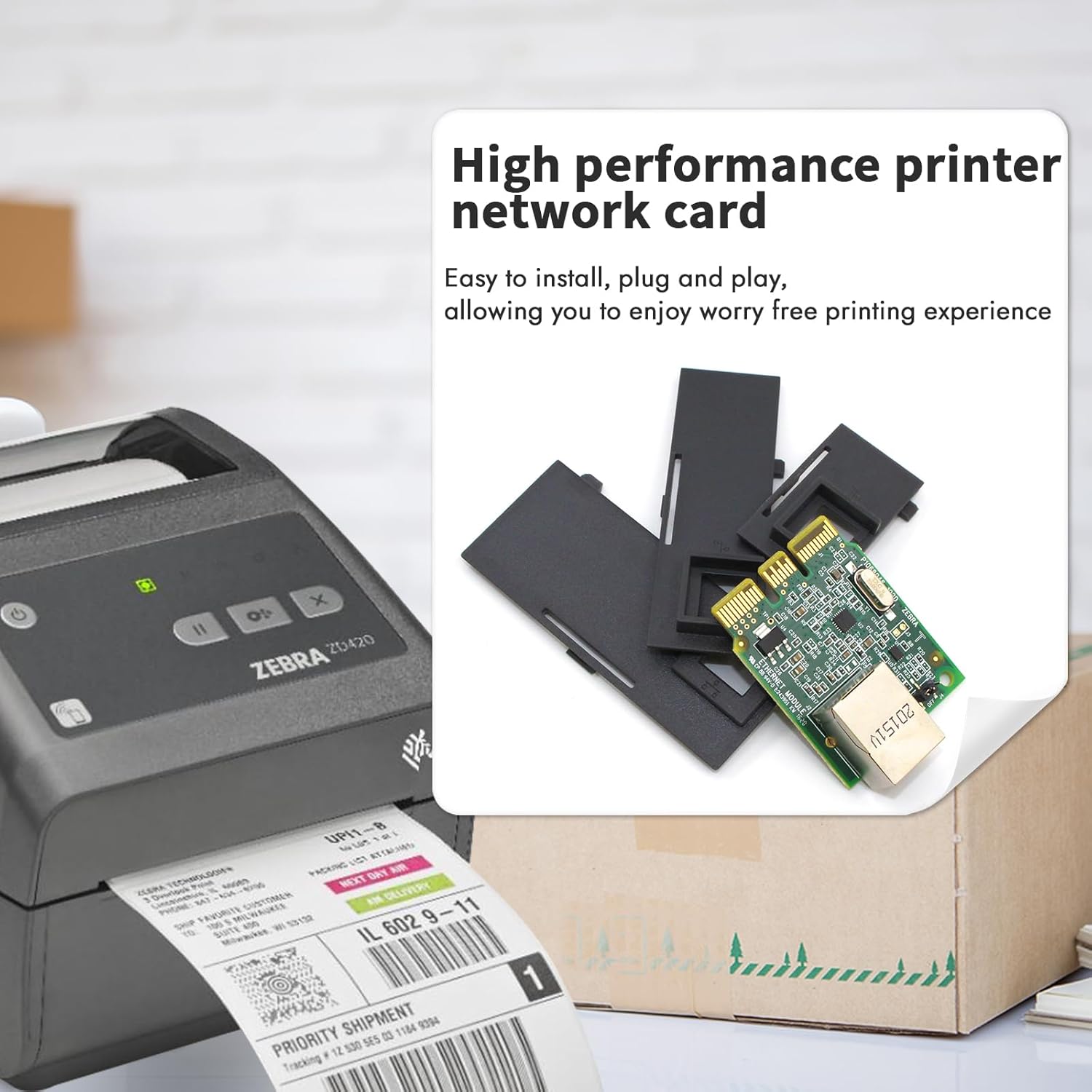 P1080383-442 Kit Upgrade Ethernet Module for Zebra ZD410 ZD420 Thermal Desktop Label Printer Wired 203dpi 300dpi - Image 2