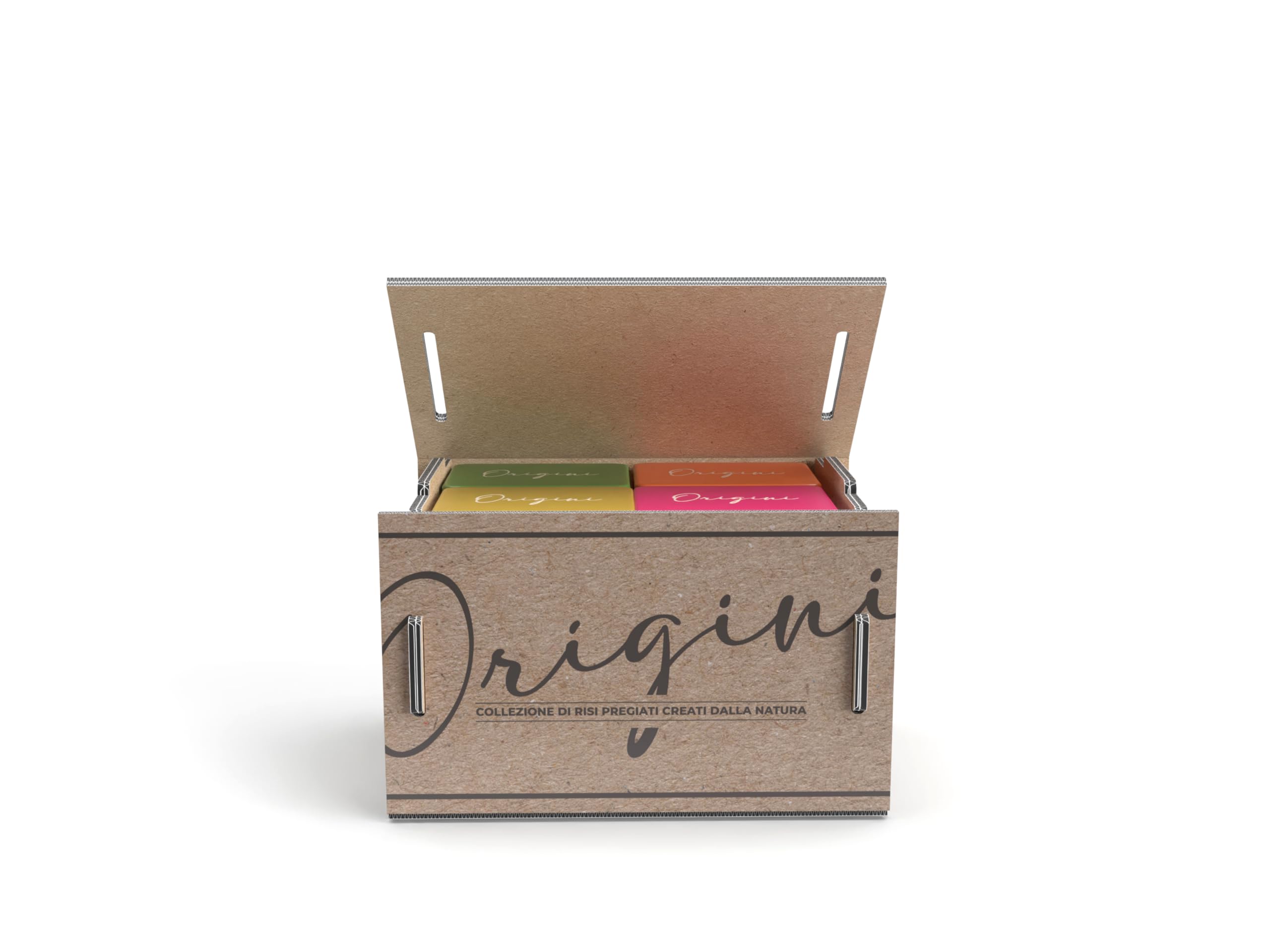 Riso Vignola, Origini, Cofanetto Degustazione Riso, Box Selezione Varietà di Riso Carnaroli e Verelé, Contiene 4 Latte Salvafreschezza da 500gr, Ricettario Incluso