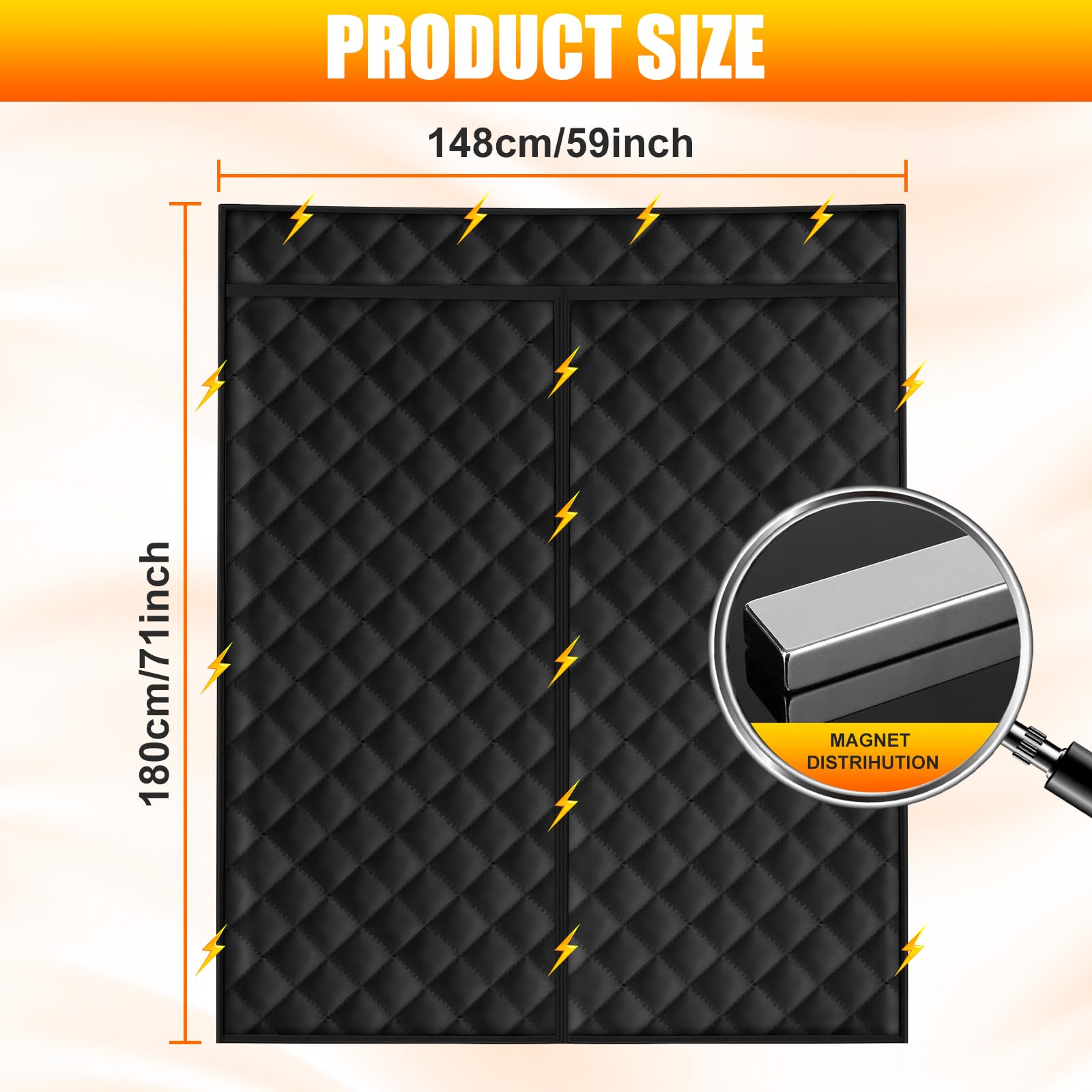 Magnetischer Thermischer Seitentür 180 * 148cm, Winddichter Schalldämmender Vorhang Thermisch Winter for Die meisten Nutzfahrzeuge, Wohnmobile, for Ducato/Crafter/Sprinter Standard Roof