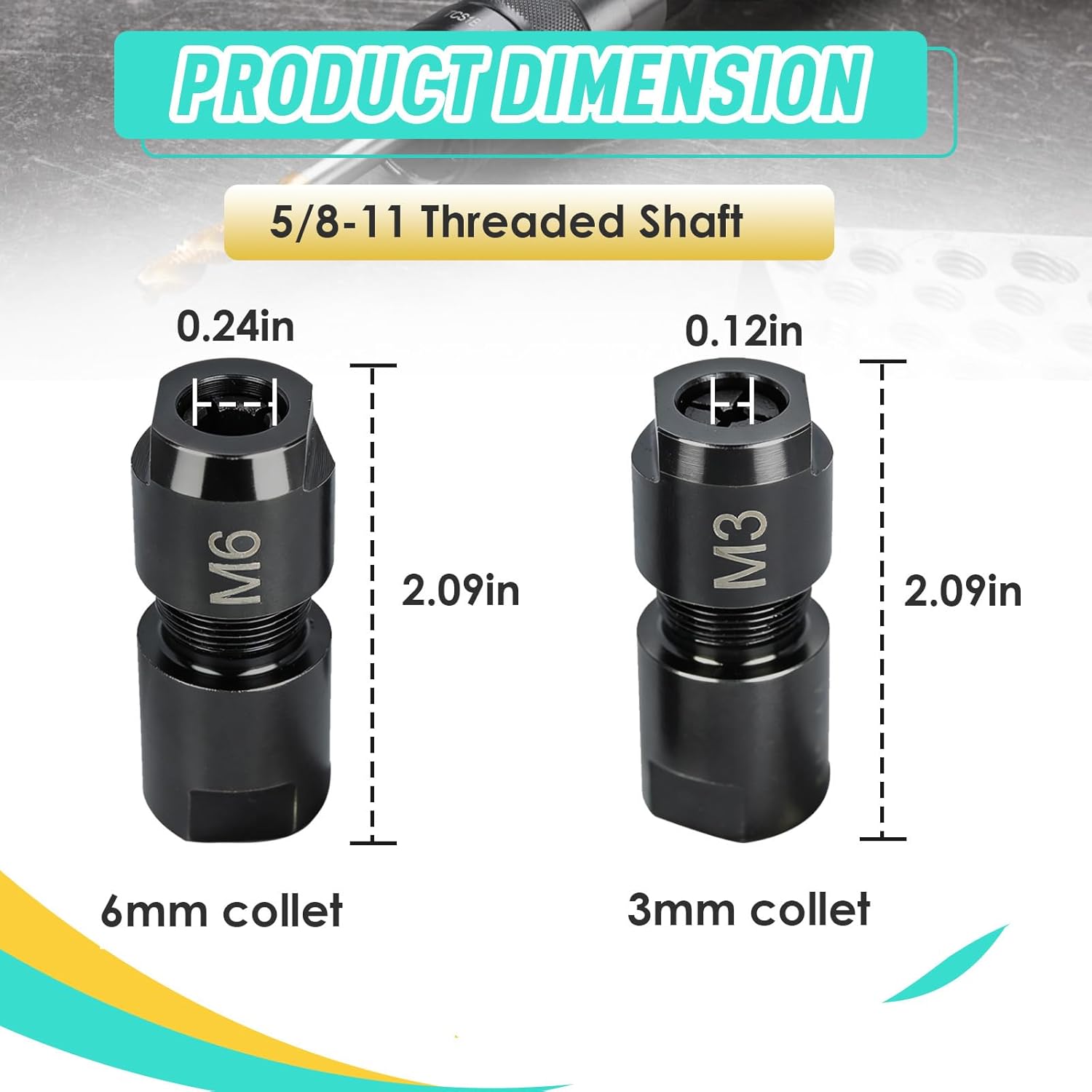2 PCS 3mm&6mm Angle Grinder to Die Grinder Adapter (5/8-11 Threaded Shaft) for Metal/Wood/Stone Grinding & Polishing, Heavy Duty Extension Connecting Rod Fit for Angle Grinders, Rotary Tools, Drills