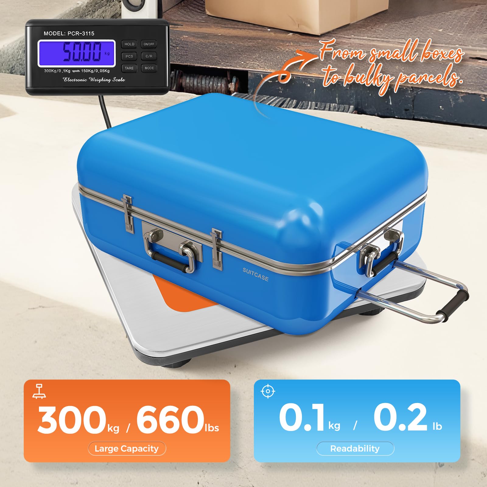 Bonvoisin Postal Scale Digital 300kg/ 660lb Parcel Shipping Scale kg/oz/lb Switchable, Heavy ...
