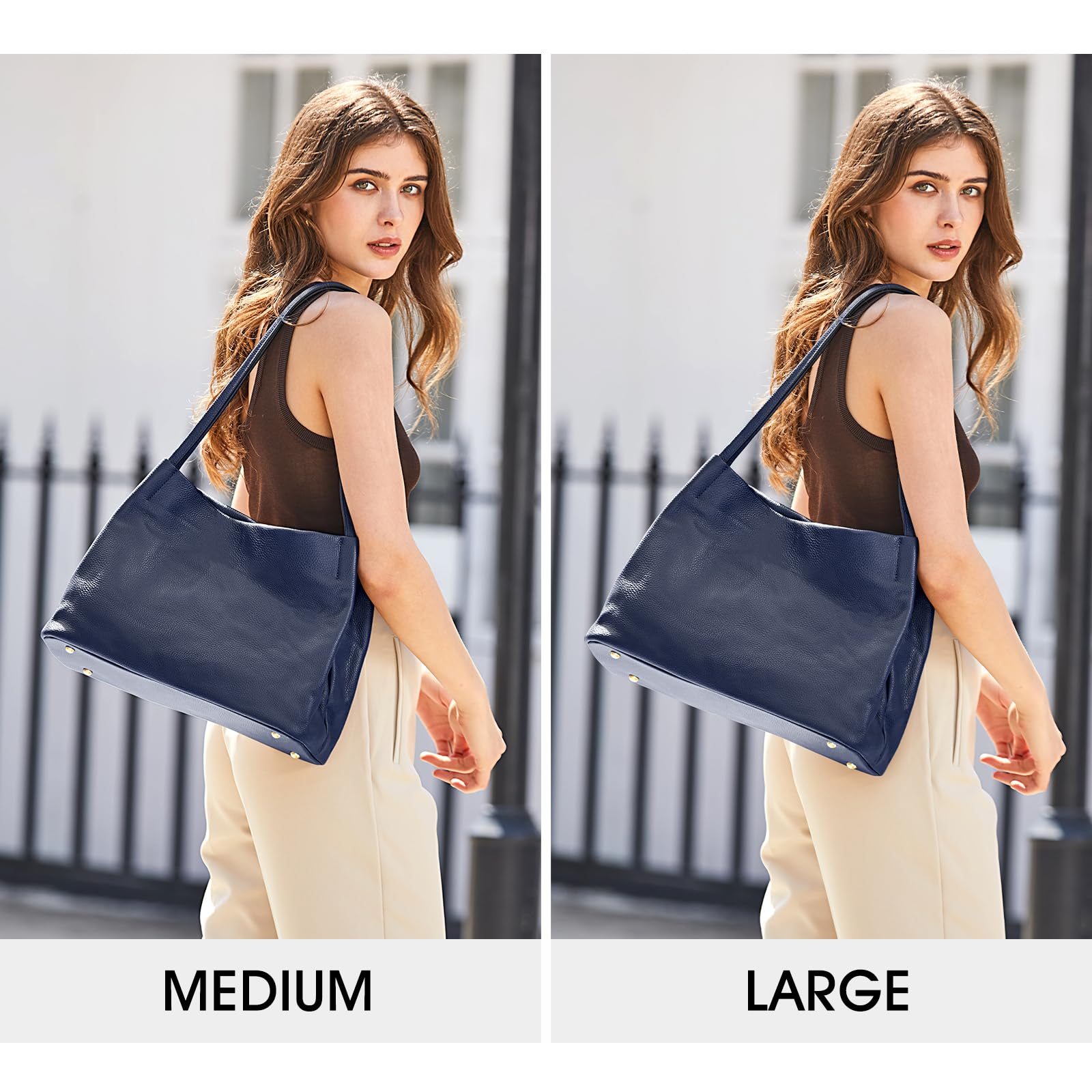 Kattee Borsa larga da donna, in vera pelle, casual, con chiusura magnetica a scatto