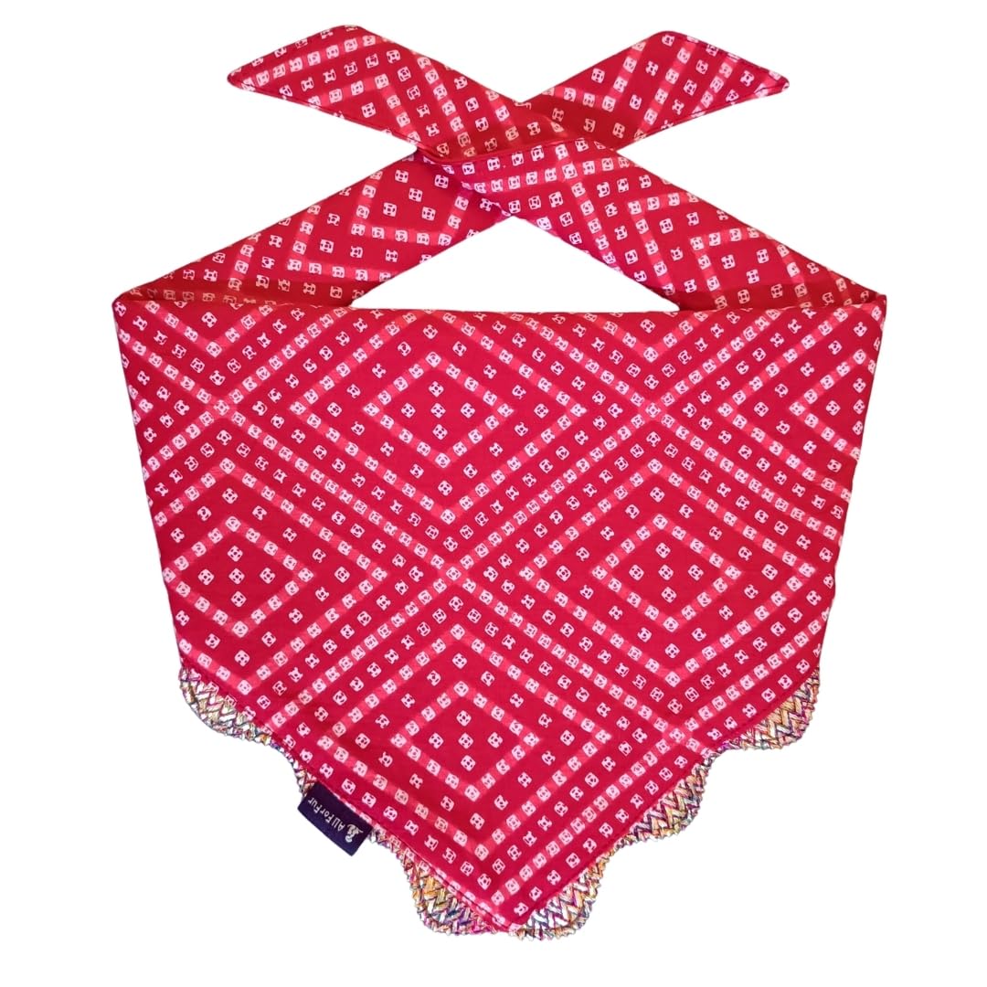 All For Fur Dog & Cat Bandanas | Premium Material | Knot & Tie | Red Bandhani (B0BW6BKRWL) Amazon Price History, Amazon Price Tracker