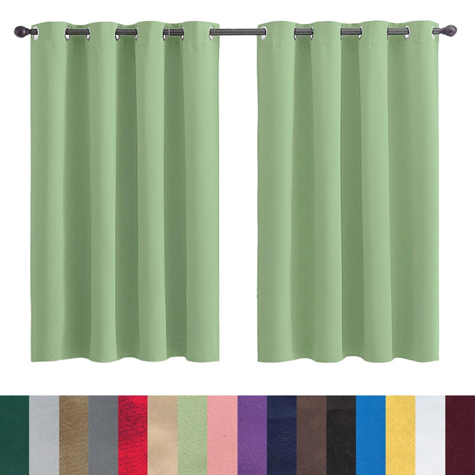 GAIFNAG Curtains for Bedroom Blackout 160 x 220 cm Insulated Energy Efficiency Eyelet, Multiple Size and Colour Curtains for Bedroom for Bedroom and Living Room, Tender Green