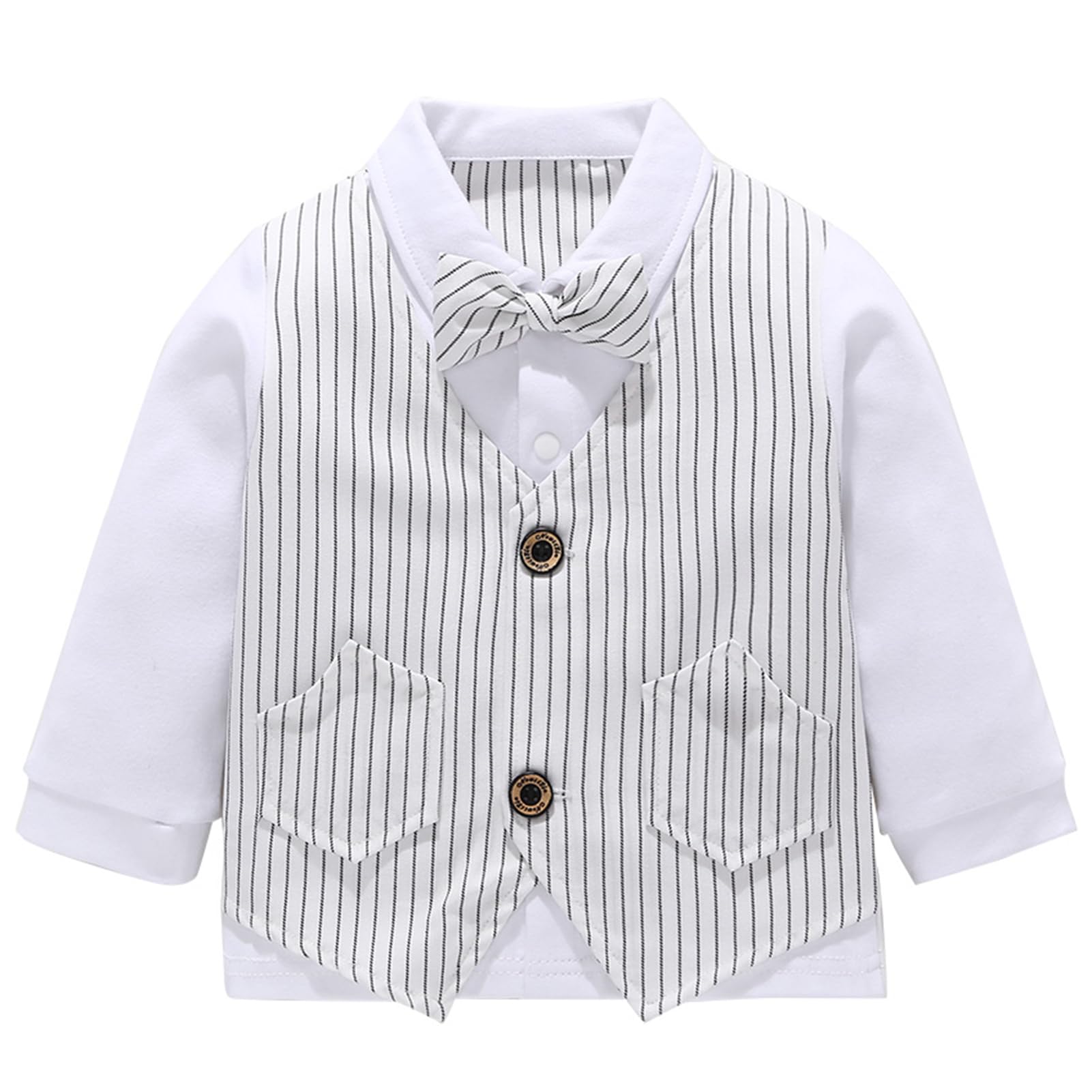 Costume Baptême Bébé Garçon Vêtements Gentleman Pantalon Gilet Chemise Noeud Papillon Ensemble Baptême Mariage Cérémonie