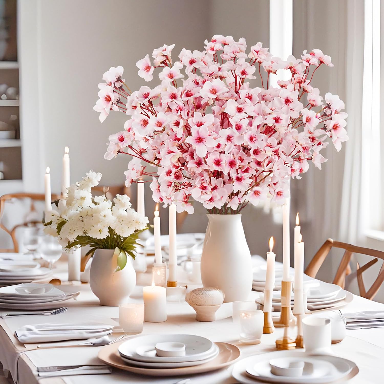 Artificial Cherry Blossom Branches, 6 Pcs Faux Silk Cherry Blossom Flowers Fake Spring Cherry Blossom Floral Stems for Vase Wedding Table Centerpieces Indoor Home Decor - Image 6