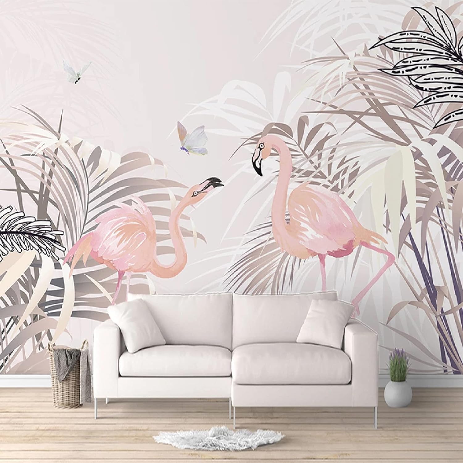 Papier Peint 3D Rose Flamant XLMING 150x105cm pour Mur de Salon