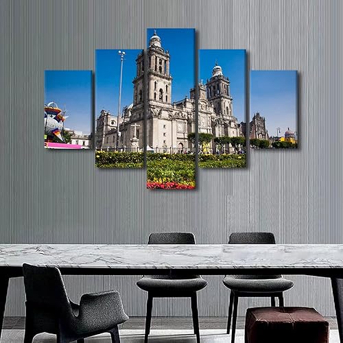 Vista 122 de TUMOVO 5 paneles de arte de pared de volcán en México, impresión sobre lienzo, paisajes naturales, cuadros para dormitorio, decoración del hogar