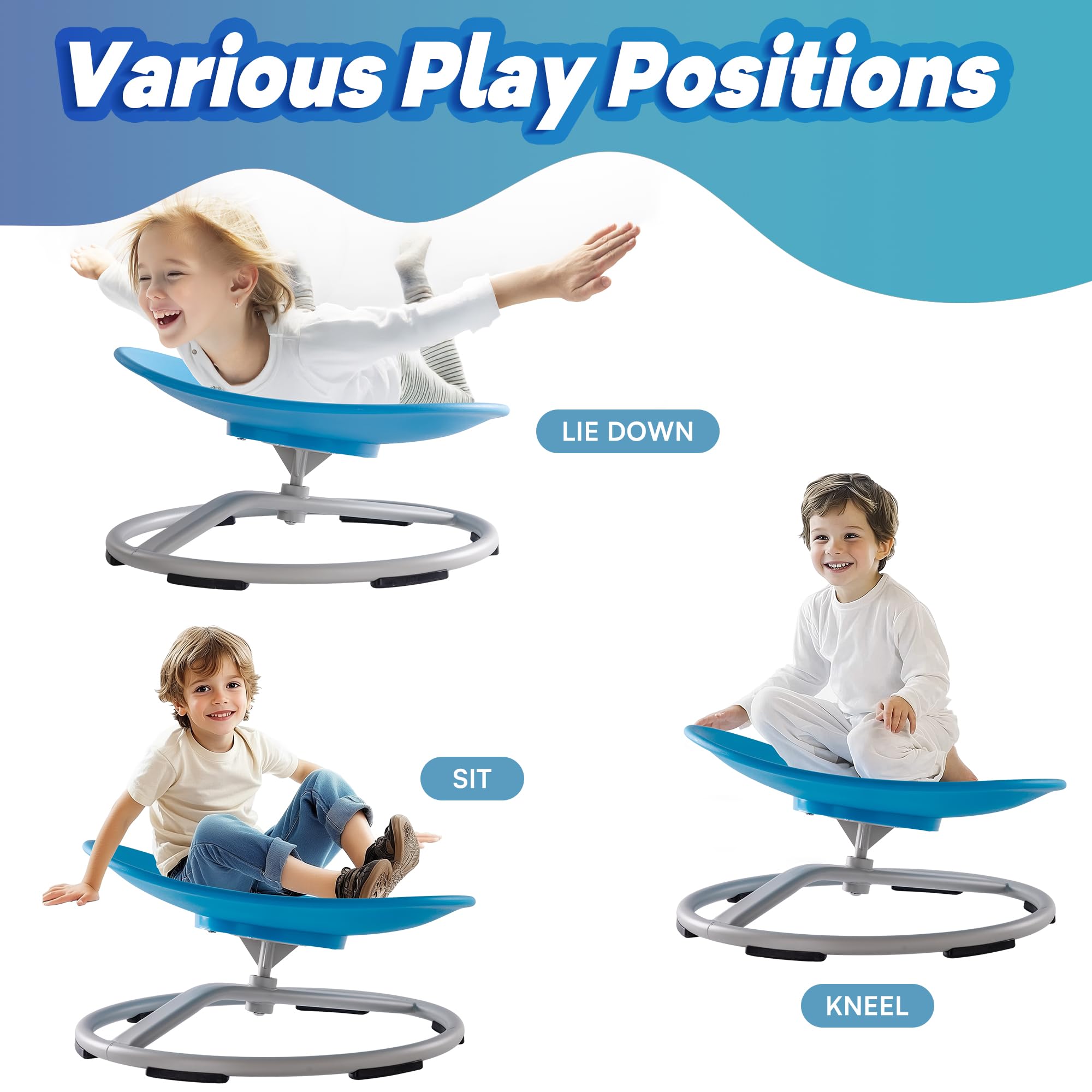 ROBUD Kids Sensory Swivel Chair, Autism Spinning Chair for Kids Sensory, Autism Kids Swivel Chair with Non-Slip Design, Training Body Coordination, No Assembly, Blue