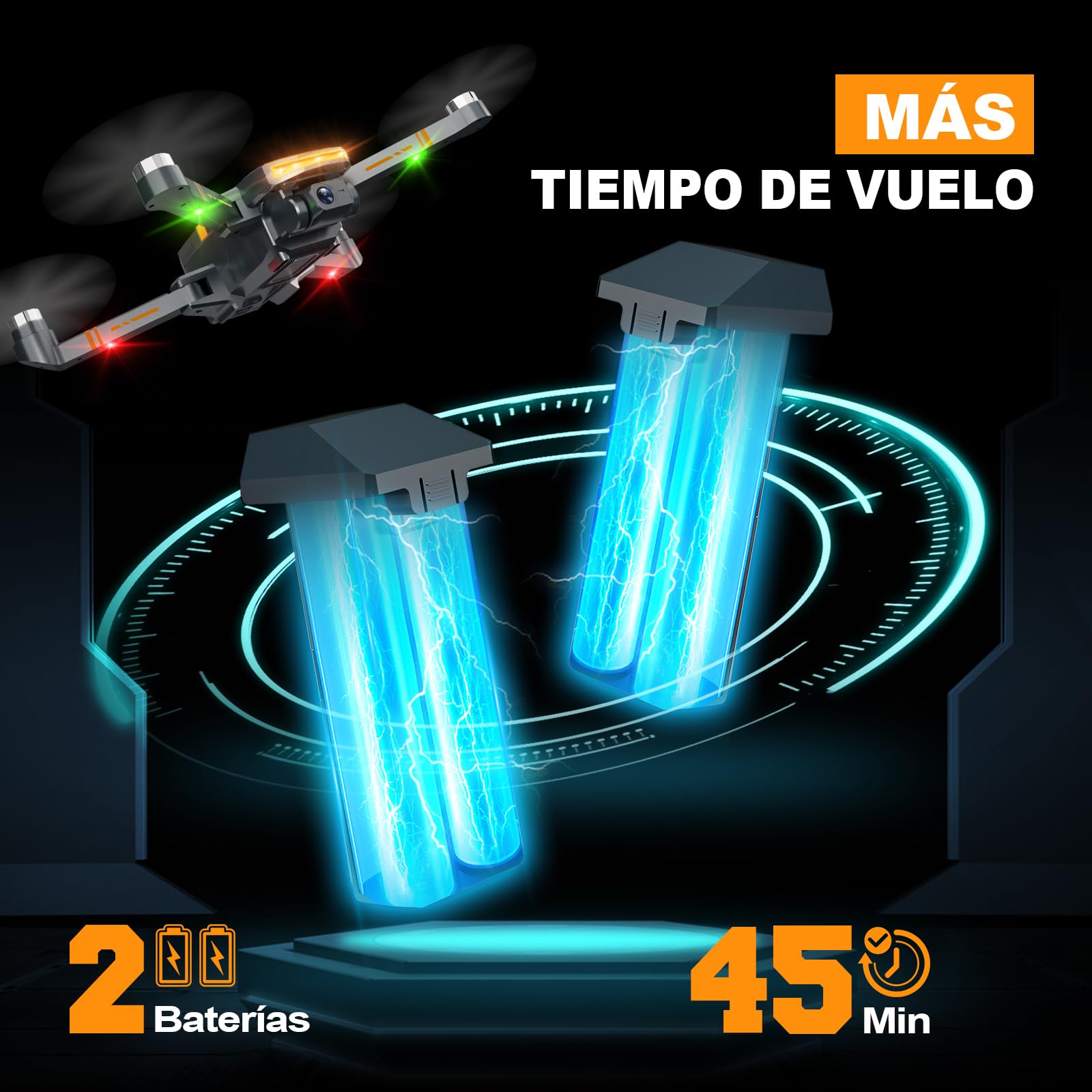 G9 GPS Drones con Cámara 4k Adultos Profesional, RC Dron con Motor sin Escobillas Ajustable Motorizada 90°, 5G FPV Transmisión, 45 Mins de Vuelo, Auto-Retorno, 2 Baterías, Menos de 249g, C0