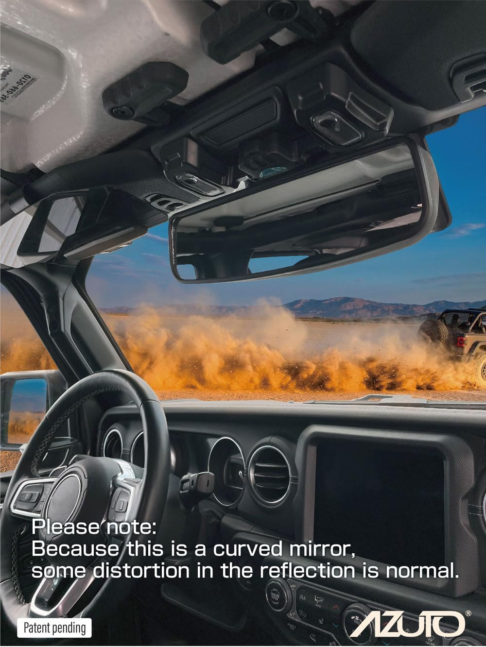 Rear View Mirror Compatible with Jeep Wrangler JL JLU 2018-2025,11.8 Inch Wide Angle Rear View Mirror to Reduce Blind Spot Effectively