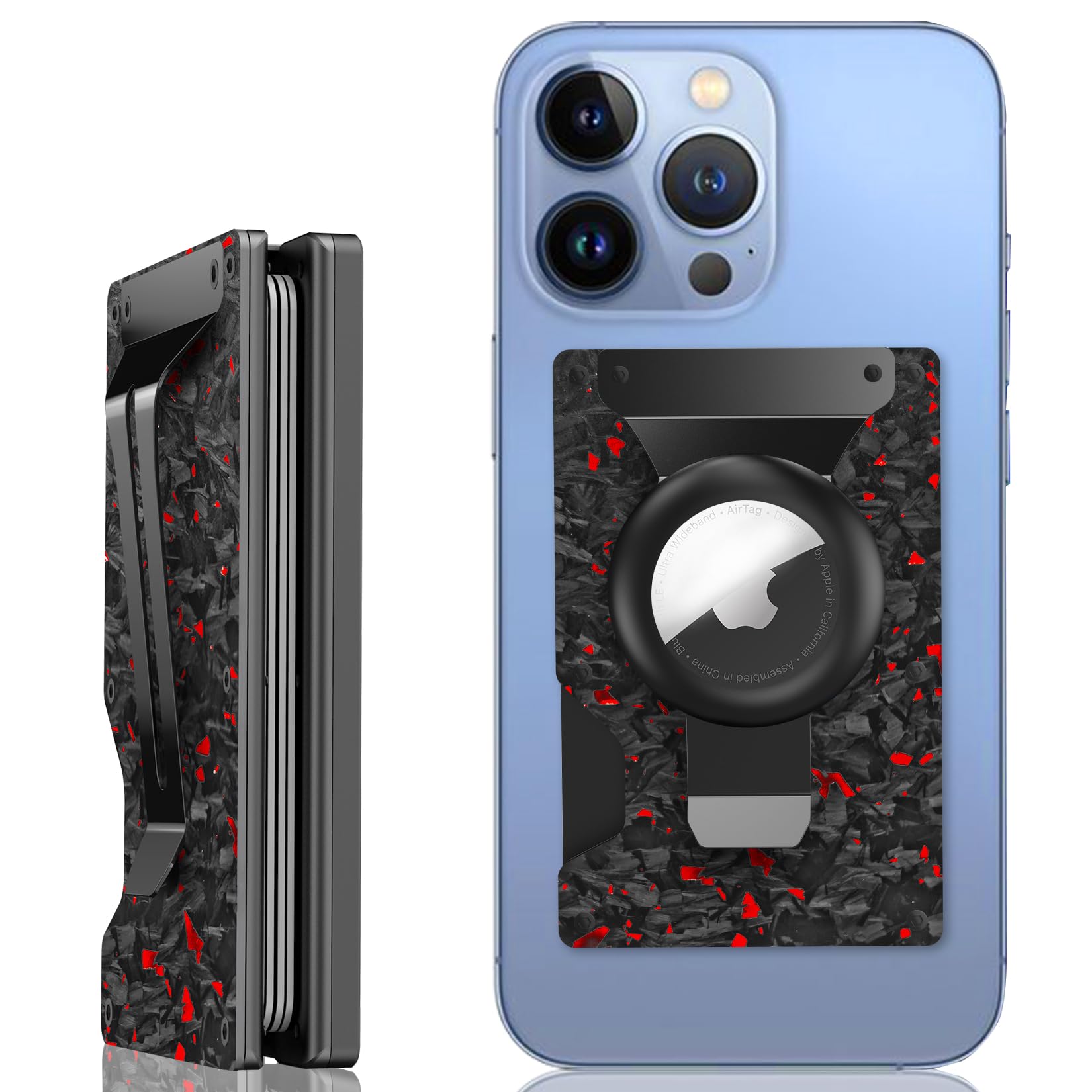 Zeeker Magnetic Wallet for iPhone 16/15/14/13/12 Series, 15-Card Holder, AirTag Compatible, RFID Blocking, Red