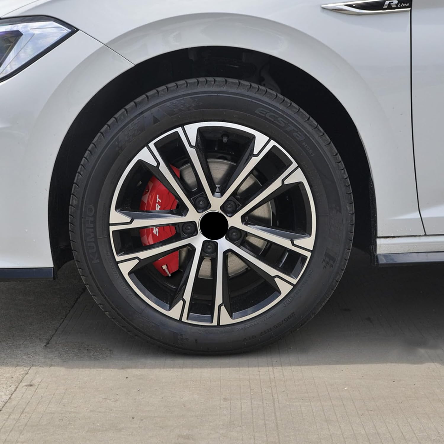 4pc Brake Caliper Covers Compatible Front Rear for Volkswagen GOLF POLO SANTANA PASSAT Touareg Newbeetle Scirocco Accessories (Blue, for PASSAT 17‘’18‘’19‘’20‘’21 wheel)