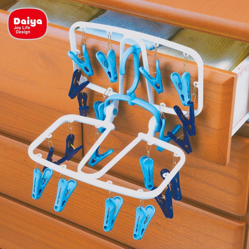 Daiya 057544 Laundry Corner Hanger, 20 Pins, Mini, Drying Corner Hanger, 20 Clothespins to Match Clothes, Strong Pinch, Jeans, Bath Towel, Outdoor Drying, Indoor Drying, Accessory Drying