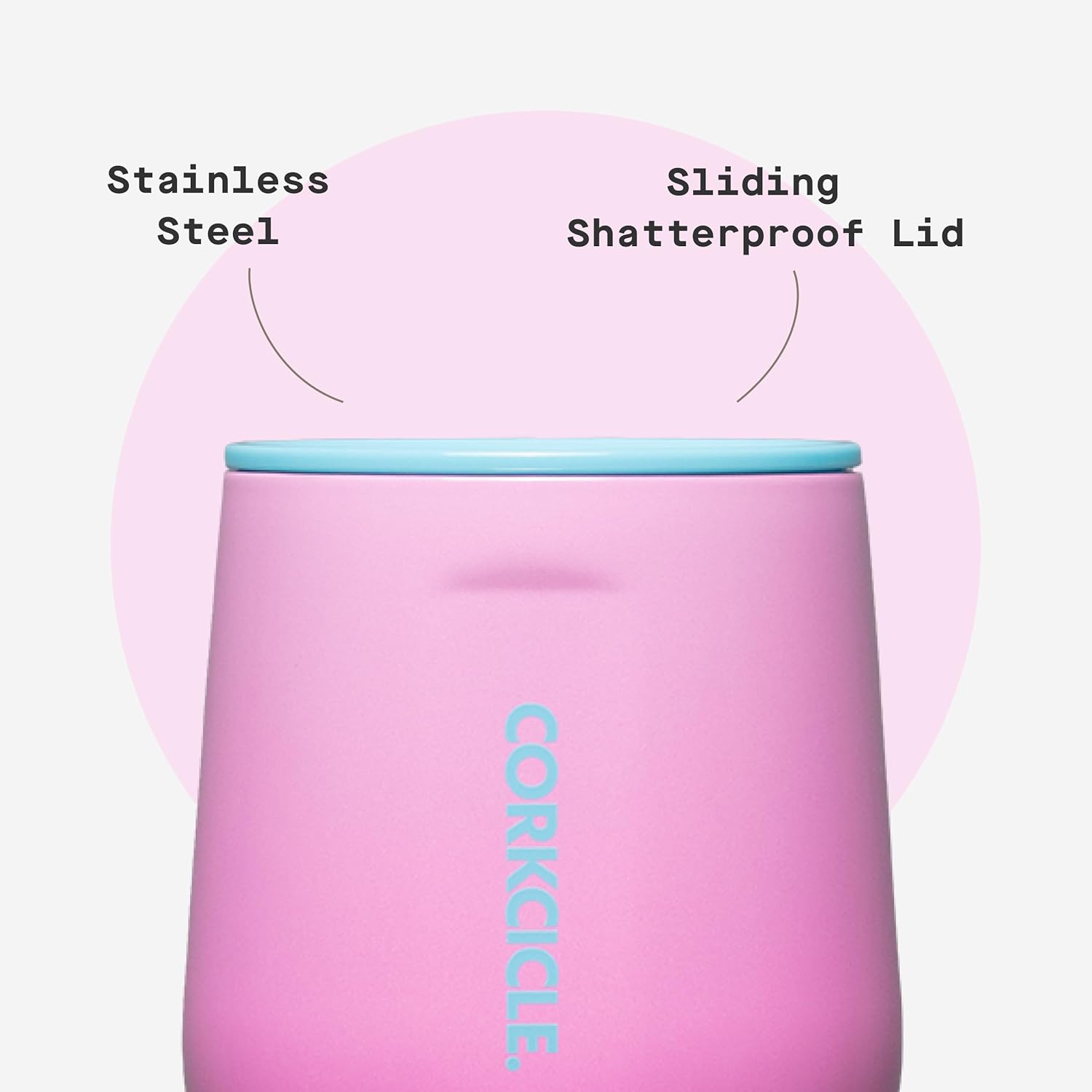 Corkcicle Stemless Wine Tumbler - Keeps Drinks Cold for 6 Hours - Triple-Insulated Stainless Steel - Non-Slip Base - Summer Drinkware Gift - Keeps Drinks Ice Cold - 12 oz - Pink Pop - Image 5