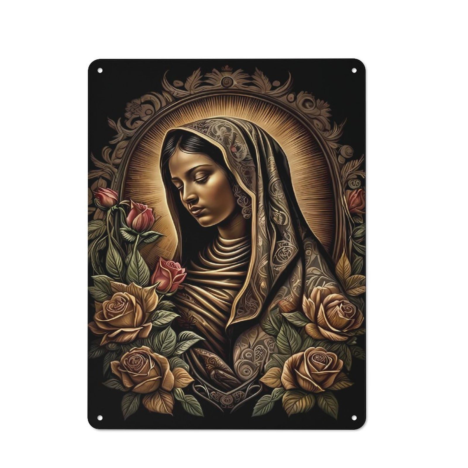 Junmoney The Virgin Of Guadalupe Retro-Style Metal Sign 40X30cm For Garage Or Workshop, A Moving-Home Gift For Collectors Of Tin Signs
