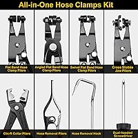 Vista 3 de BETOOLL 9 alicates de abrazadera de manguera, con cable flexible, abrazadera de manguera de largo alcance, tipo Clic R, mordaza giratoria y alicates