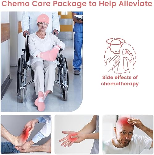 Miniatura 2 de SuzziPad Paquete de cuidado de quimioterapia para mujeres y hombres, guantes y calcetines de quimioterapia para neuropatía, gorras frías para
