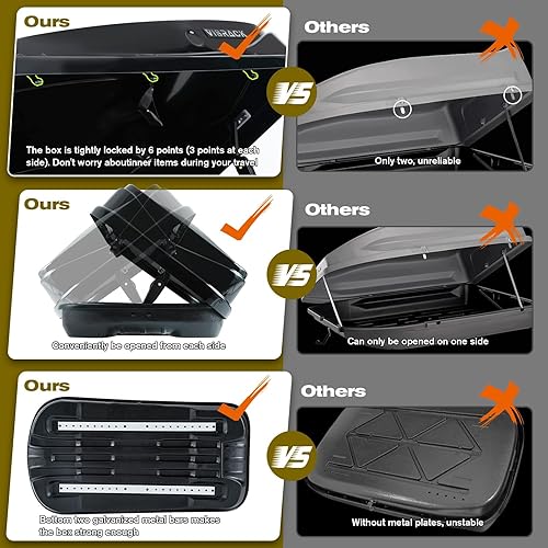 Miniatura 5 de Caja de carga para techo resistente, estilo estampado de diamante 3D, resistente a la intemperie, con cerraduras de seguridad, capacidad de 130