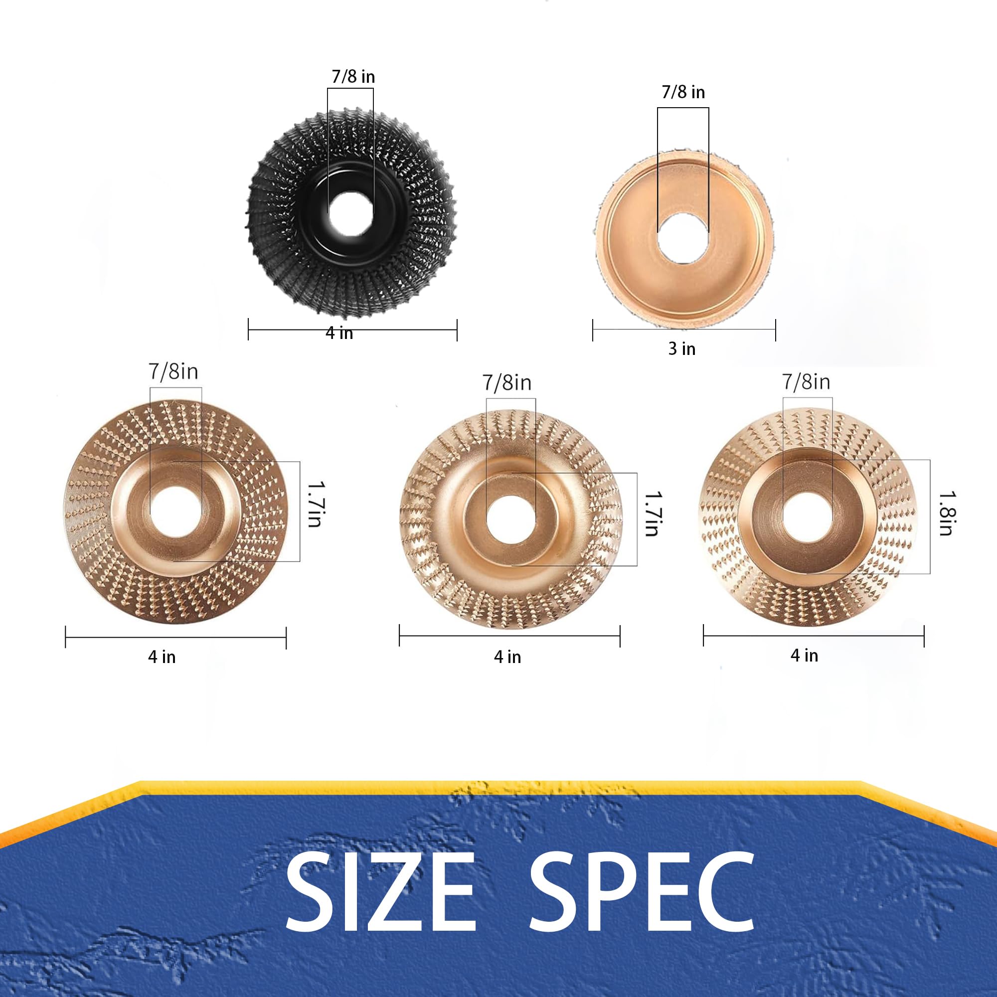 Wood Carving Disc Set for Angle Grinders - 5 Piece -2 Wood Carving Disc Set for Angle Grinders - 5 Piece -2
