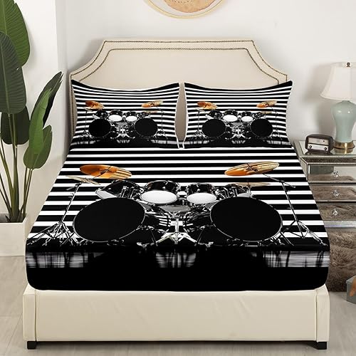 Miniatura 3 de Erosebridal Juego de sábanas de tamaño Queen con diseño de rayas geométricas, juego de sábanas de geometría moderna, juego de sábanas, juego de