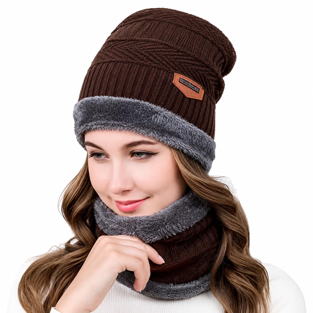 Marc Trading Winter Thermal Combo Set of 2 | 1 Beanie Cap + 1 Faux Fur Lined Neck Warmer | Bike Riding Face Cover for Women and Men | Free Size-picture-14