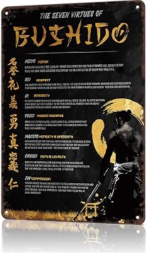 Funny Metal Sign Bushido Seven Virtues Vintage Tin Signs Poster For Home Room Bedroom Office Decor 8x12inch