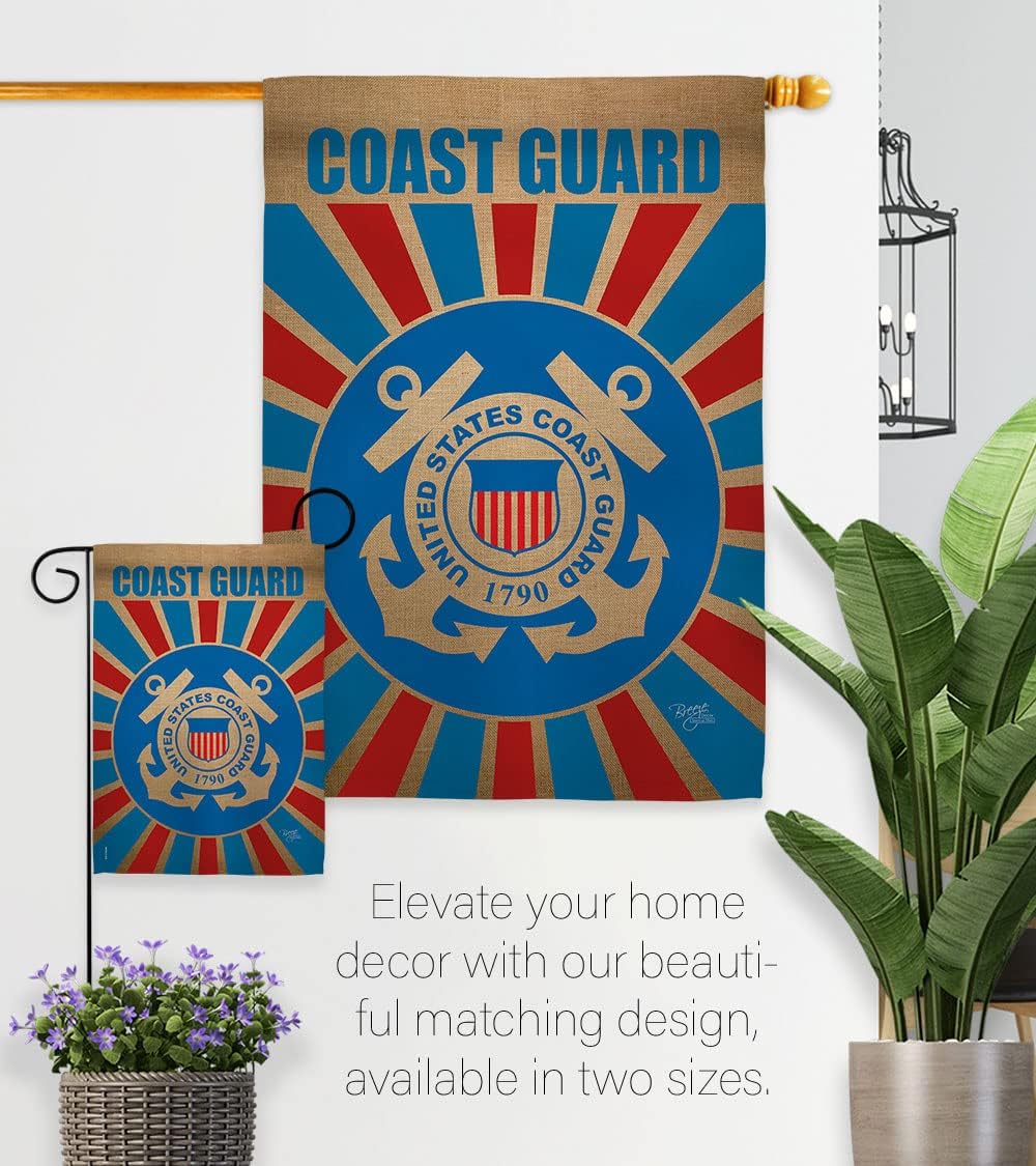 Coast Guard House Flag - Armed Forces USCG Semper Paratus United State American Military Veteran Retire Official - Decoration Banner Small Garden Yard Gift Double-Sided Made In USA 28 X 40