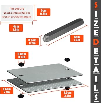 Steel Bitcoin Wallet Set including Cryptocurrency Seed Storage & 36 Pieces Number & Capital Letter Steel Metal Stamping Too(l18inches3mm) with Uniquely Labeled and Button Fit for Imprinting