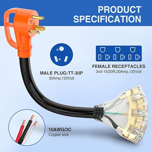 Miniatura 118 de Nilight Cable adaptador de cargador EV de 50 amperios a 50 amperios de 4 clavijas de cobre puro 250 V para soldador, conversión de enchufe Enchufe