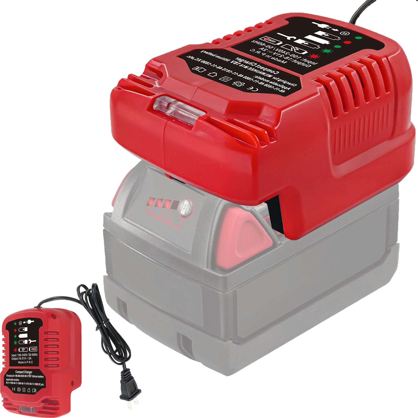 URUNM-18 Multi-Voltage Battery Charger Replacement for Milwaukee Charger Comaptible with Milwaukee M18 18V Lithium-ion Batteries 48-11-1862, 48-11-1880, 48-11-1850, 48-11-1852, 48-11-1812