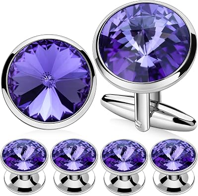 HAWSON Cufflinks for Men with 4/6 pcs Shirt Studs Set, Gift Box Packed, Mens Jewelry or Accessories for Wedding, Party, Anniversary, Birthday