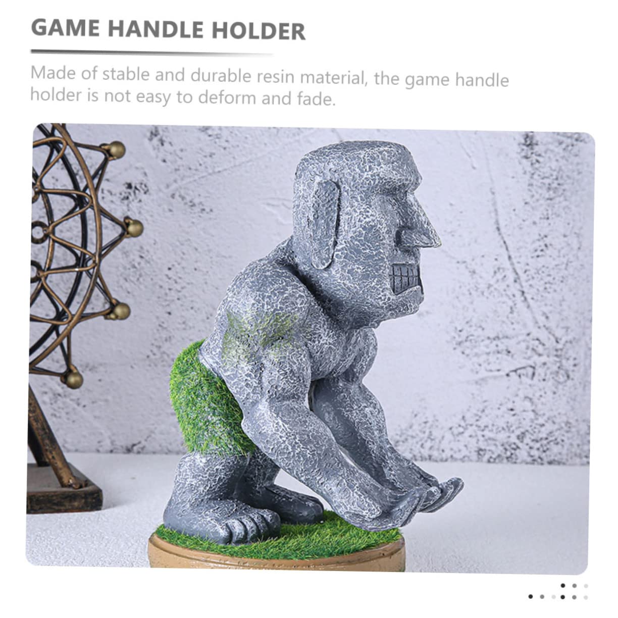NUOBESTY Controller Statua per di Resina Gioco Supporto in Stabile e Design Unico Moai Accessori Decorazione Desktop Gaming