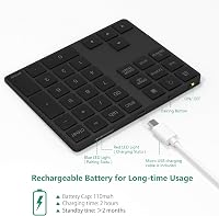 Rytaki Bluetooth Numerikus Billentyűzet - 34 Gombos Vezeték Nélküli Számpad, Újratölthető, Windows Kompatibilis Laptophoz, Tablethez 3