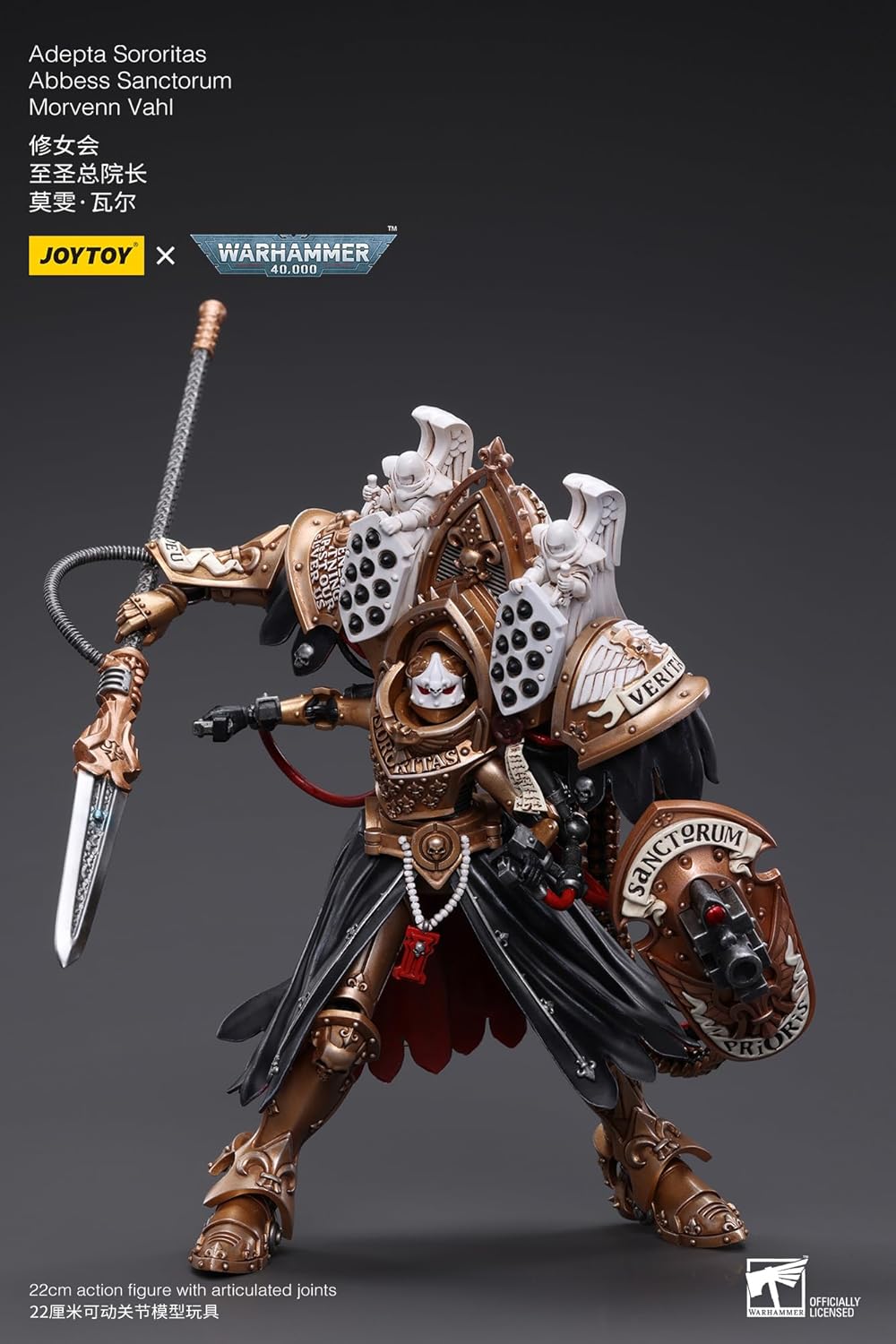 JoyToy Warhammer 40K Adepta Sororitas Abbess Sanctorum Morvenn Vahl 1:18 Scale 5.5-Inch Action Figure – Collectible Sister of Battle with Lance of Illumination, Paragon Warsuit & Articulated Joints
