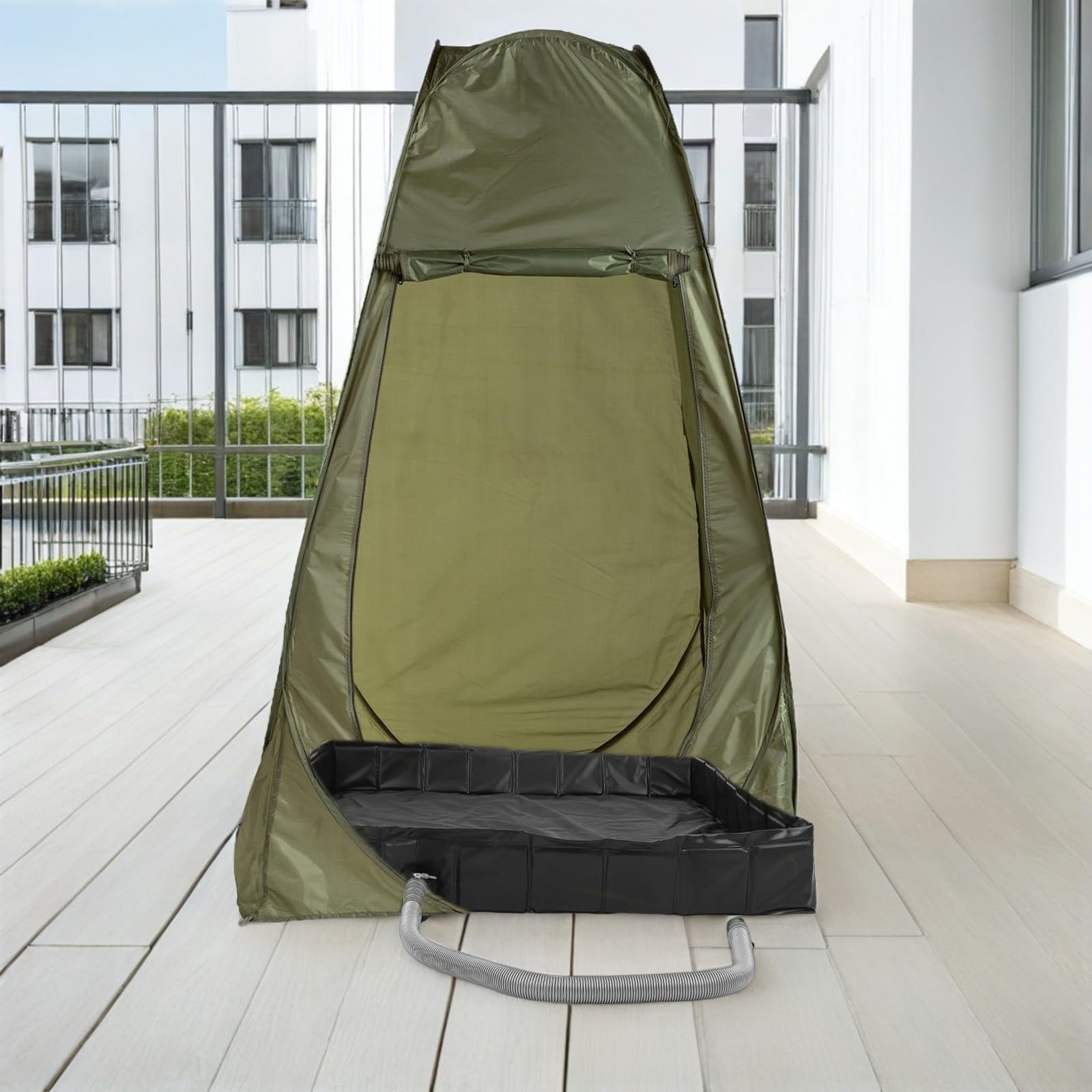 INOOMP Base de Ducha para Exteriores Plegable con Desagüe Desmontable | Pvc y Pp Negro, Uso en Suelos de Cabina y Exteriores, Diseño Multiuso para Pies