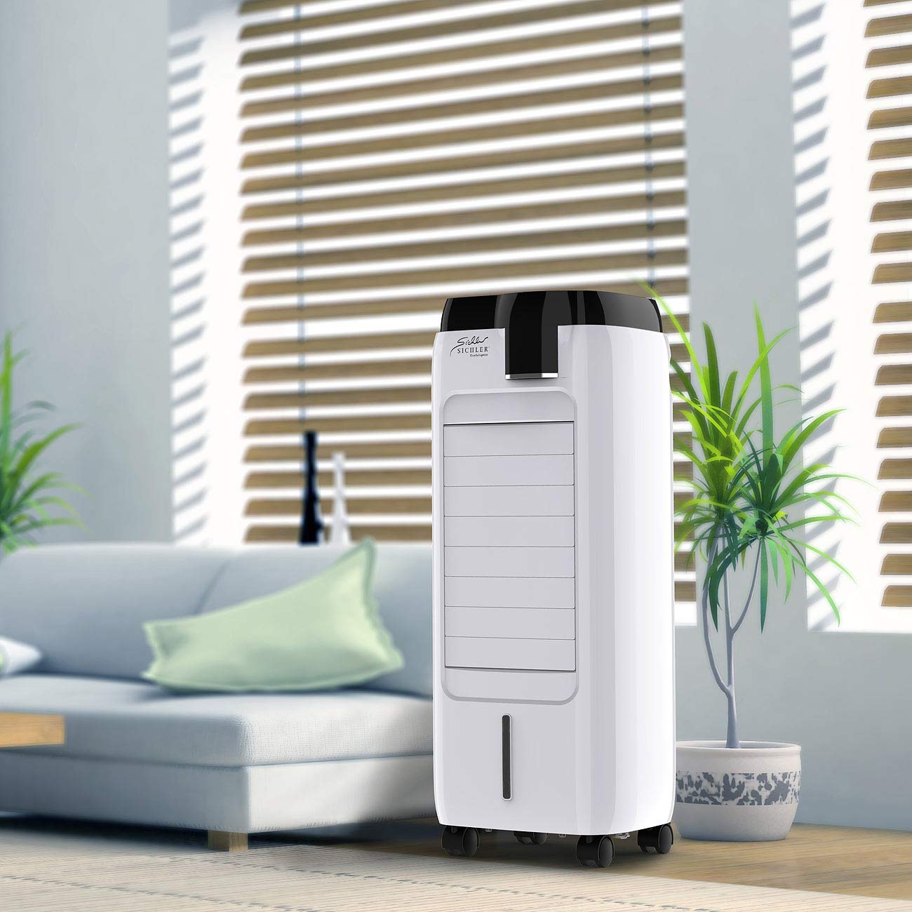 Sichler Haushaltsgeräte Peltier Klimaanlage: Verdunstungs-Luftkühler mit Oszillation & Peltier-Element, 6 l, 120 W (Klimaanlage mit Element, Mobile Klimageräte, Kühl)