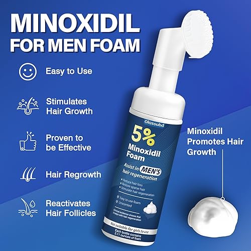 Miniatura 3 de Minoxidil 5% de espuma para el crecimiento del cabello para hombres, adecuada para adelgazamiento del cabello, línea capilar y pérdida de cabello a