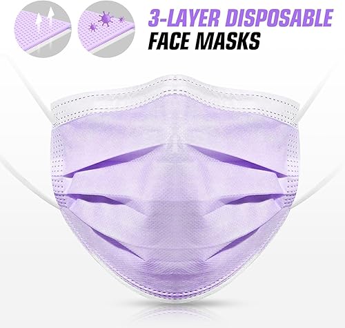 Miniatura 10 de 50 unidades de máscara desechable con filtro de 3 capas no médica respirable con cinta elástica para las orejas