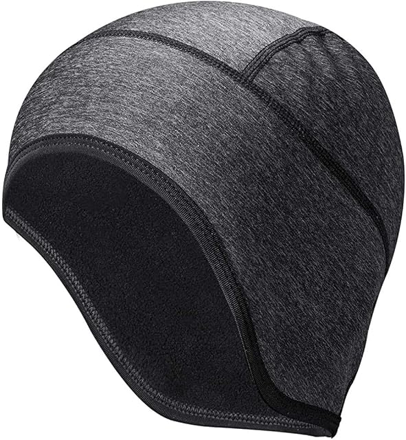 ROCKBROS Cycling Skull Cap with Ear Covers, Thermal Sports Beanie Hat Fits Under Helmets, Windproof Elastic Reflective Beanie Helmet Liner Caps for Biking Motorcycling Running Skiing Men Women Black