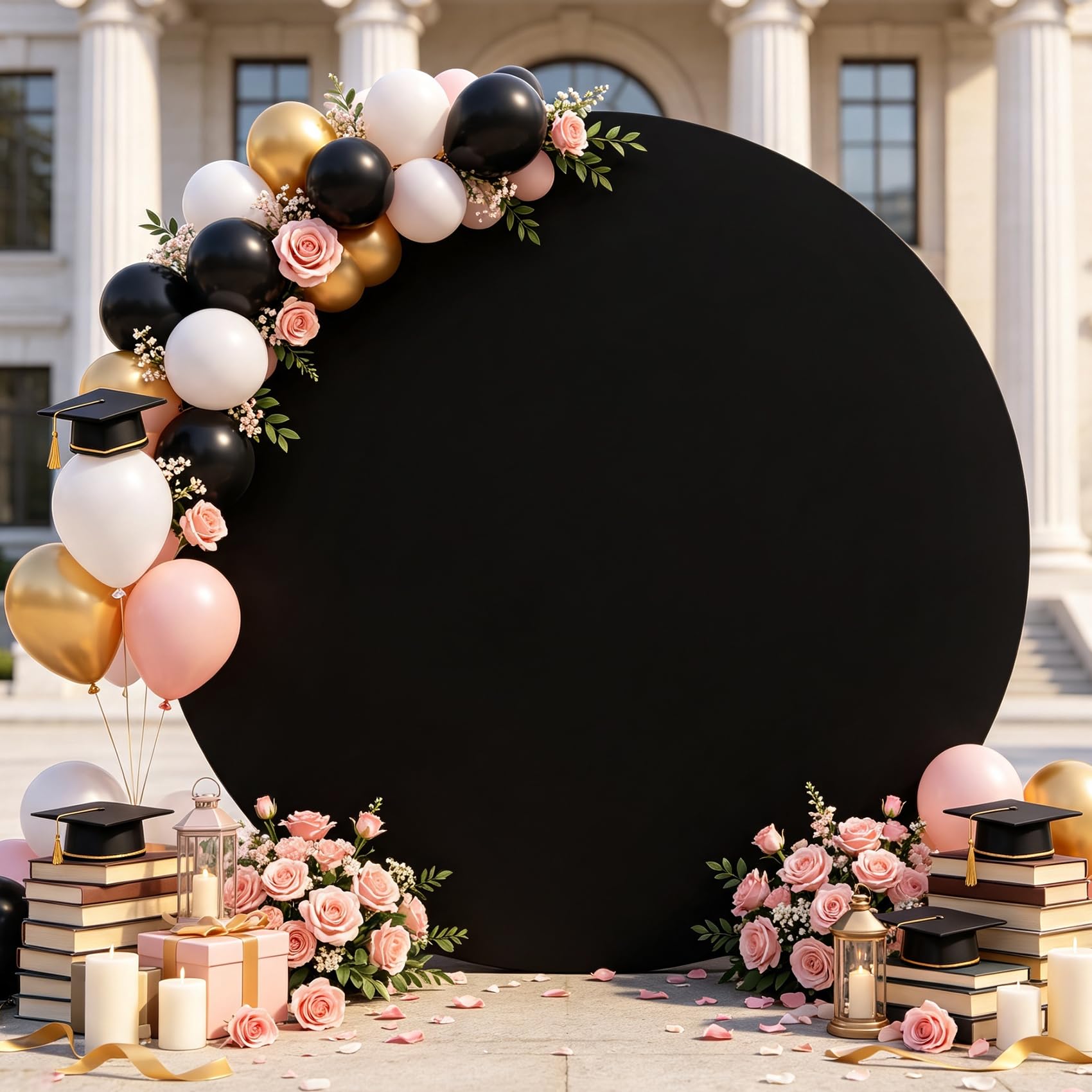 Czarne okrągłe tło 1,8 m jednolity kolor koło urodziny ślub tło okładka czysta czarna baby shower wieczór panieński fotografia tło noworodka chłopcy dziewczęta baner urodzinowy