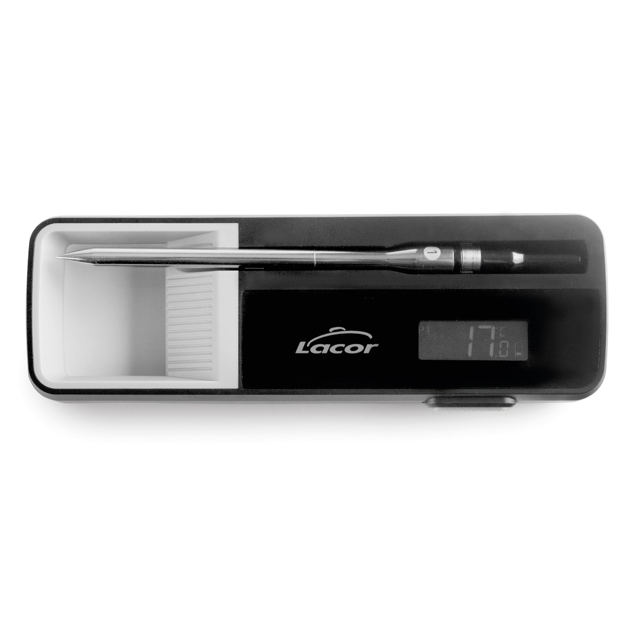 Lacor 62243 - Termómetro Bluetooth con Sonda Inalámbrica de 14 cm | En acero inoxidable, para un uso práctico y profesional en cocina; ideal para cocina profesional y uso diario en casa