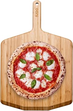 Ooni 14 Bamboo Pizza Peel 14 بوصة مجداف ملعقة بيتزا خشبية، لوح تقطيع البيتزا، ملحقات فرن البيتزا، أدوات البيتزا، خشب قشر البيتزا، لوح البيتزا