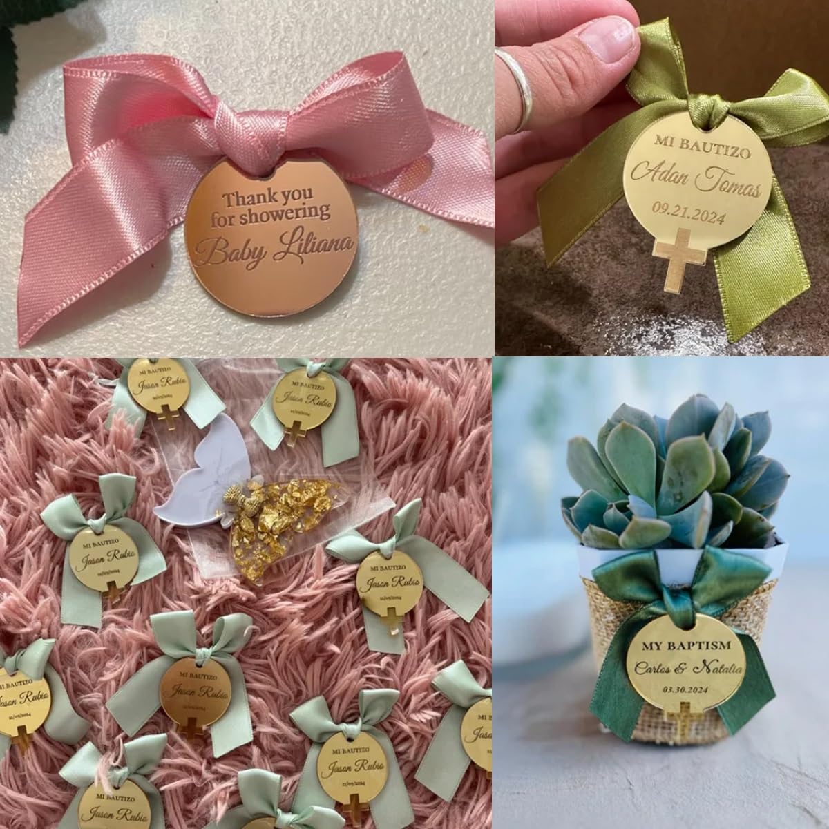 Lot De 20/50/100 Étiquettes De Baptême En Acrylique Gravées Personnalisées, Étiquettes De Baptême Personnalisées Avec Nom, Centres De Table De Mariage For Bébé, Cadeau De Baptême En Croix Acrylique(30