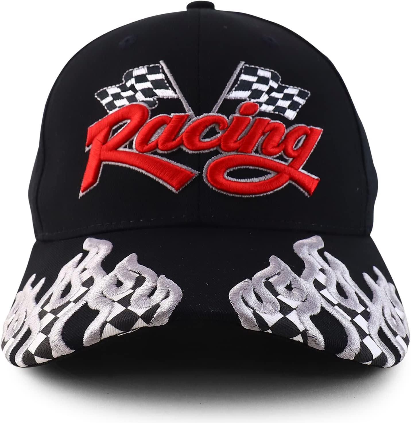 Armycrew 2XL Big Size Checkered Racing Flag 3D Embroidered Cap - Image 2