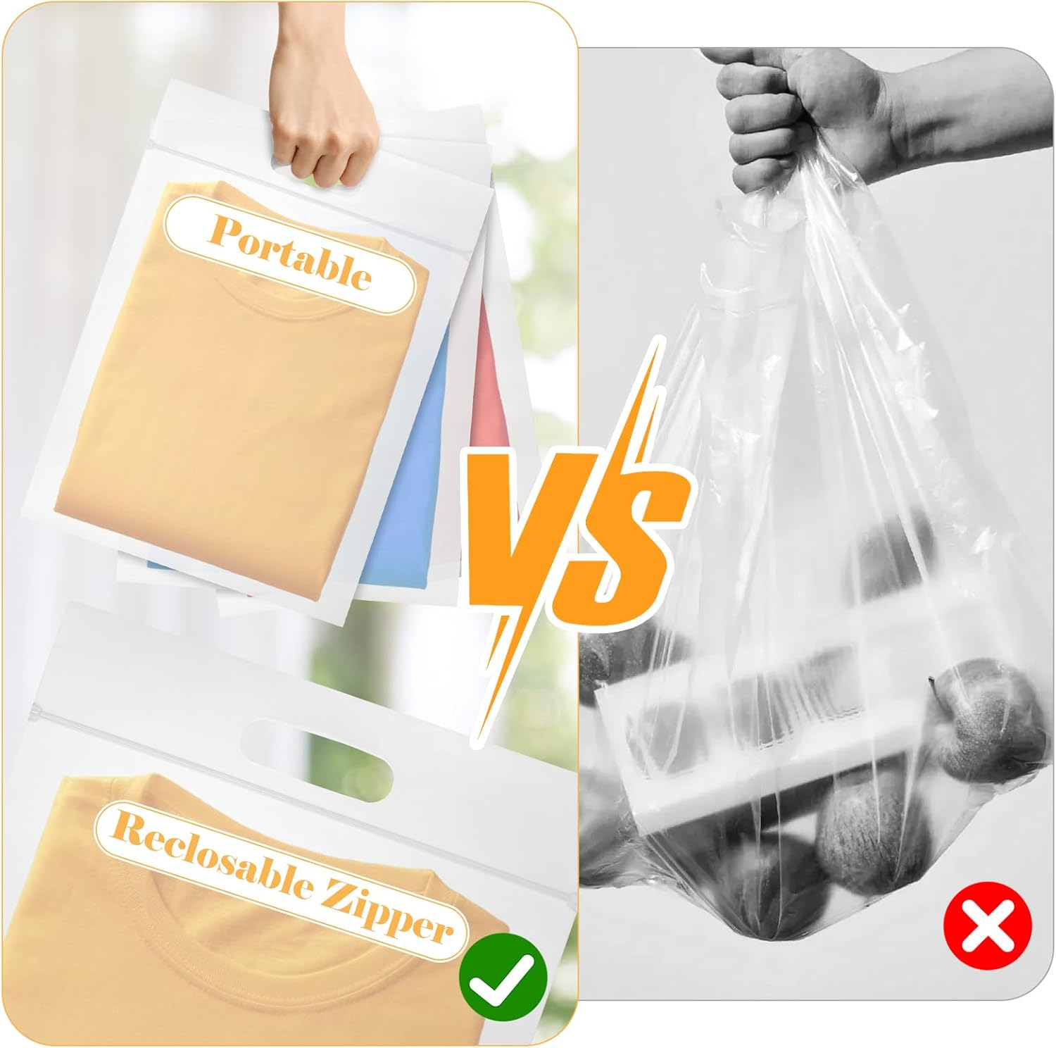 STARVAST 150 Pack T Shirt Bags for Small Business, 10x12 Inch Frosted Shirt Packaging Bags with Handle, 16 Mil Thick Stand-Up Zipper Bags for Clothing, T-Shirt, Apparel, Clear