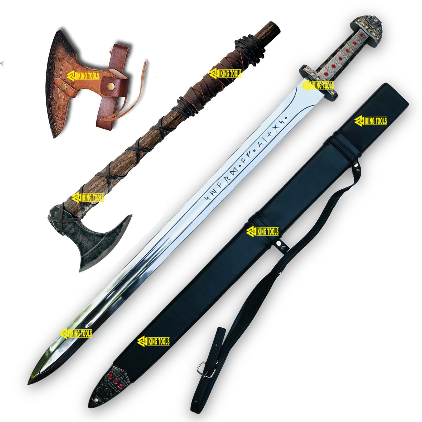 Hatiware ナイト、クイーン、キング Ragnar Lothbrok Sword & Axe Vikings Sword of Kings/Ragnar Sword